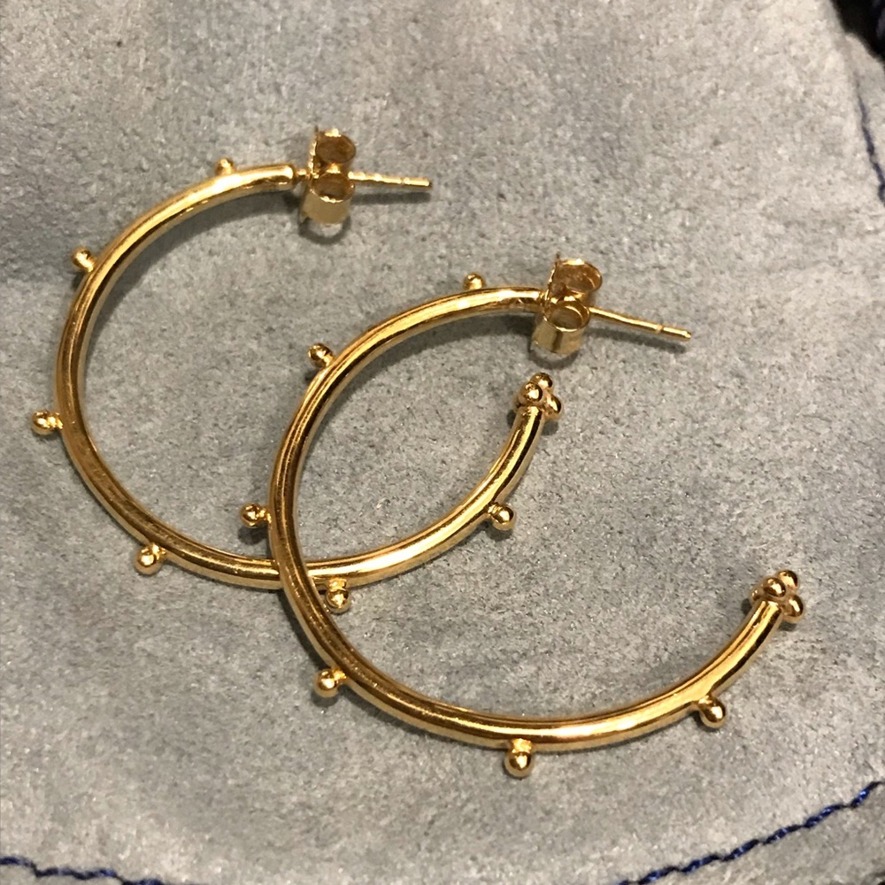 18k Gold Medium Hoop Earrings by Temple St Clair - Picture 6 of 8